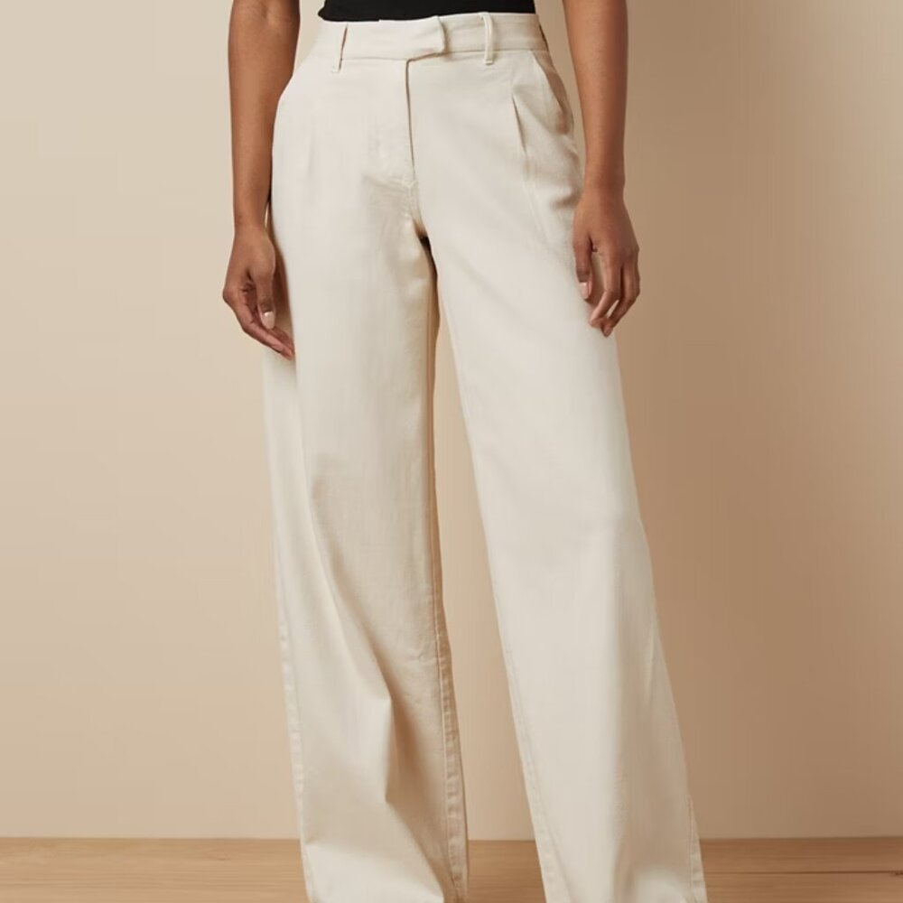 AE Ivory Dreamy Drape Stretch High-Waisted Trouser (Size: 12 Long - 31W)